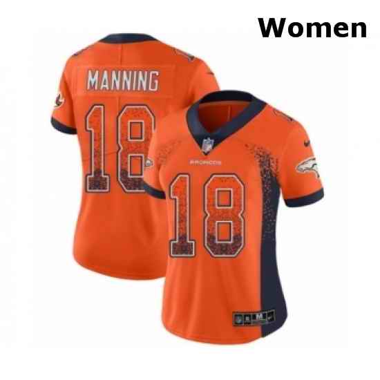 Womens Nike Denver Broncos 18 Peyton Manning Limited Orange Rush Drift Fashion NFL Jersey
